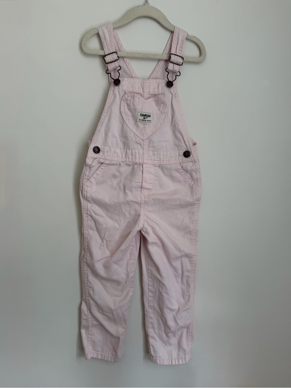 OshKosh B'gosh Pink Heart Pocket Kids Overalls (Size 4T)